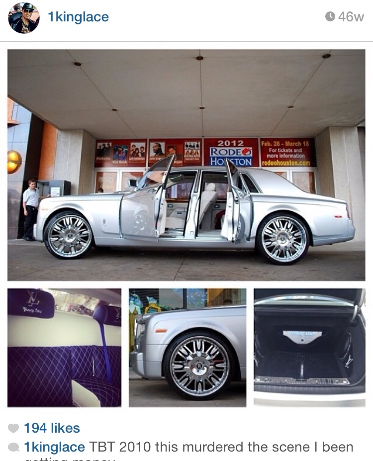 Silver Rolls-Royce Phantom shown in an archival social post.